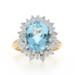 Yellow Gold Aquamarine Diamond Halo Ring - 18k Oval 5.61ctw