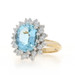 Yellow Gold Aquamarine Diamond Halo Ring - 18k Oval 5.61ctw