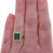 Yellow Gold Simulated Emerald Vintage Cocktail Solitaire Ring - 10k Rectangular