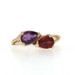 Yellow Gold Amethyst Garnet Two-Stone Bypass Ring - 10k Pear .93ctw
