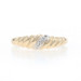 Yellow Gold Diamond Solitaire Crecent Band - 10k Rough Cut Ring