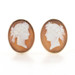 Yellow Gold Carved Shell Cameo Vintage Stud Earrings - 14k Non-Pierced Clip-Ons
