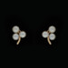 Yellow Gold Pearl Three-Leaf Clover Stud Earrings - 14k Shamrock Pierced