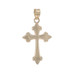 Yellow Gold Budded Cross Pendant - 14k Faith