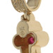 Yellow Gold Ruby Emerald Budded Cross Pendant - 14k Round .72ctw Faith