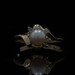 Yellow Gold Cultured Pearl Diamond Bypass Ring - 10k Bead