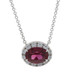 White Gold Garnet Diamond Halo Pendant Necklace 16 1/2" - 18k Oval 9.60ctw