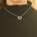 White Gold Garnet Diamond Halo Pendant Necklace 16 1/2" - 18k Oval 9.60ctw