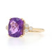 Yellow Gold Amethyst Diamond Ring - 14k Cushion Checkerboard 4.11ctw