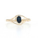 Yellow Gold Blue Sapphire Solitaire Bypass Ring - 10k Oval .26ct