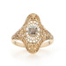 Yellow Gold Diamond Solitaire Ring - 14k Round .10ct Floral Filigree