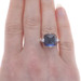 White Gold Lab-Created Sapphire Cocktail Solitaire Ring - 10k Sq Cabochon 7.30ct