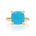 David Yurman Chatelaine Turquoise Solitaire Ring Yellow Gold 18k Sq Cush Cab Sz6