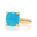 David Yurman Chatelaine Turquoise Solitaire Ring Yellow Gold 18k Sq Cush Cab Sz6