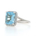 White Gold Aquamarine Diamond Halo Ring - 14k Emerald 3.17ctw