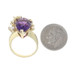 Yellow Gold Amethyst Diamond Ring - 18k Step Cut Pear 6.49ctw