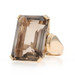 Yellow Gold Smoky Quartz Cocktail Cocktail Solitaire Ring - 14k Emerald 27.20ct