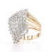 Yellow Gold Diamond Cluster Cocktail Bypass Ring - 14k Round Brilliant 2.00ctw