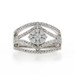 White Gold Diamond Cluster Ring - 10k Princess & Round .62ctw Floral