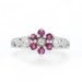 White Gold Ruby Diamond Cluster Halo Ring - 10k Round .37ctw Floral