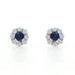 White Gold Sapphire Diamond Halo Stud Earrings - 14k Round 1.26ctw Pierced