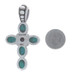 Barse Coral Turquoise Cross Pendant - Sterling Silver 925 Round Cabochon Faith