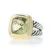 David Yurman Albion Split Shank Lemon Quartz Ring Sterling 925 Gold 18k Cushion