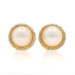 Yellow Gold Cultured Mabe Pearl Diamond Halo Stud Earrings 14k Rd .72ctw Pierced
