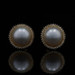 Yellow Gold Cultured Mabe Pearl Diamond Halo Stud Earrings 14k Rd .72ctw Pierced