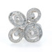 White Gold Diamond Circle Swirl Cluster Cocktail Ring - 14k Round 1.00ctw