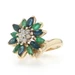 Yellow Gold Diamond Emerald Sapphire Cluster Halo Bypass Ring 14k 2.09ctw Flower