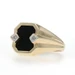 Yellow Gold Onyx Diamond Men's Ring - 10k