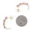 Yellow Gold Ruby Diamond J-Hook Earrings - 14k Oval 1.88ctw Stripes Pierced