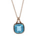 EFFY Blue Topaz Diamond Halo Necklace 18 1/4" Rose Gold 14k Sq Cushion 6.24ctw