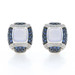 White Gold Blue Chalcedony Sapphire Diamond Lg Stud Earrings 14k Sq Cab 11.48ctw