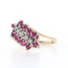 Yellow Gold Ruby Diamond Cluster Halo Bypass Ring - 10k Round .38ctw