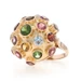 Yellow Gold Tourmaline Garnet Amethyst Vintage Sputnik Cocktail Ring 18k 3.22ctw
