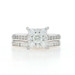 White Gold Diamond Cluster Halo Engagement Ring & Wedding Band 14k Round 1.13ctw