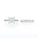 White Gold Diamond Cluster Halo Engagement Ring & Wedding Band 14k Round 1.13ctw