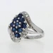 White Gold Lab-Created Sapphire Diamond Cluster Cocktail Bypass Ring 10k 1.32ctw