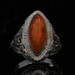 White Gold Mexican Fire Opal Cocktail Solitaire Ring - 14k Cab 2.63ct Sz 3 1/2