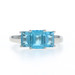White Gold Swiss Blue Topaz Three-Stone Ring - 10k Emerald 2.48ctw
