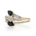 Yellow Gold Sapphire Diamond Bypass Ring - 14k Pear .80ctw Two-Stone