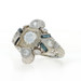 WhiteGold Diamond Lab-Created Sapphire Art Deco Ring 18k 950Platinum Euro .90ctw