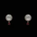 Yellow Gold Cultured Pearl Ruby Stud Earrings - 14k .10ctw Pierced