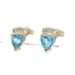 Yellow Gold London Blue Topaz Diamond Stud Earrings 14k Trillion 1.54ctw Pierced