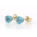 Yellow Gold London Blue Topaz Stud Earrings - 14k Round .96ctw Pierced