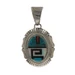 Native American Sterling Silver Turquoise Coral Onyx Pendant - 925 Inlay