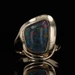 Yellow Gold Black Opal Triplet Cocktail Solitaire Bypass Ring - 14k Cabochon