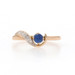 Yellow Gold Simulated Sapphire Diamond Ring - 14k Round .18ctw